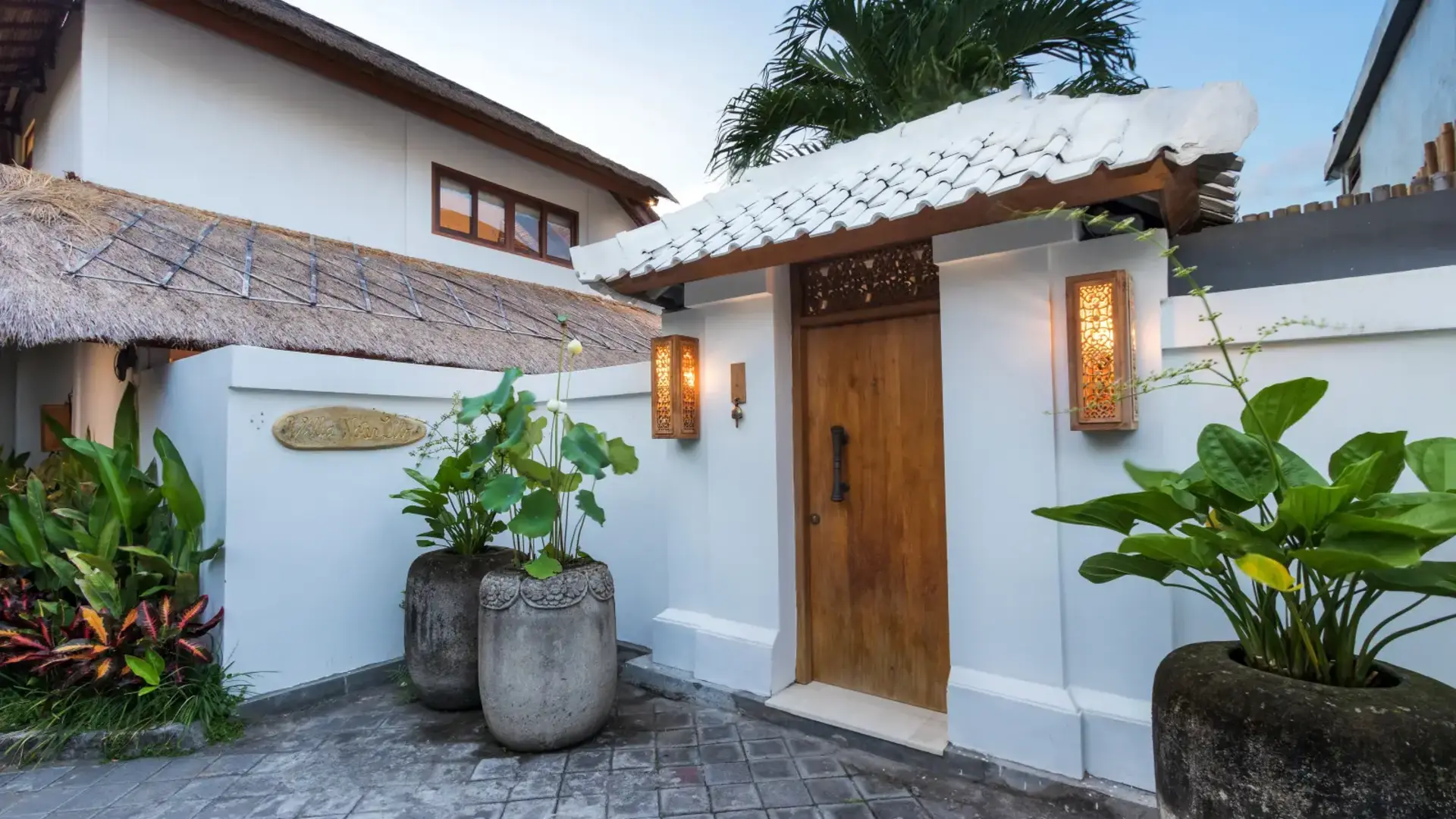 Traditional Balinese architecture around a courtyard