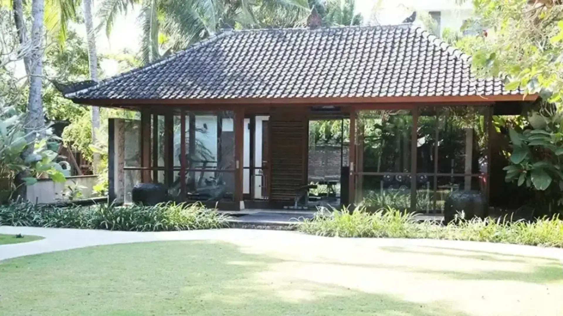 Balinese pavilion on a lawn