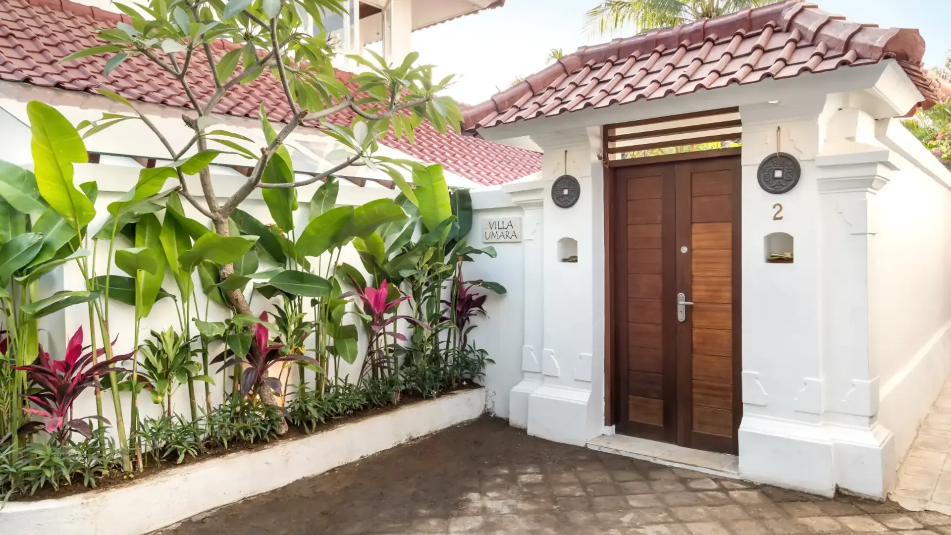 Carved hardwood entrance door in Bali
