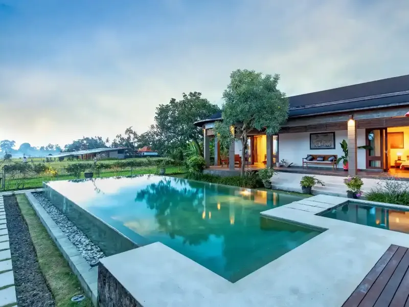 Pool looking over rice fields in Bali