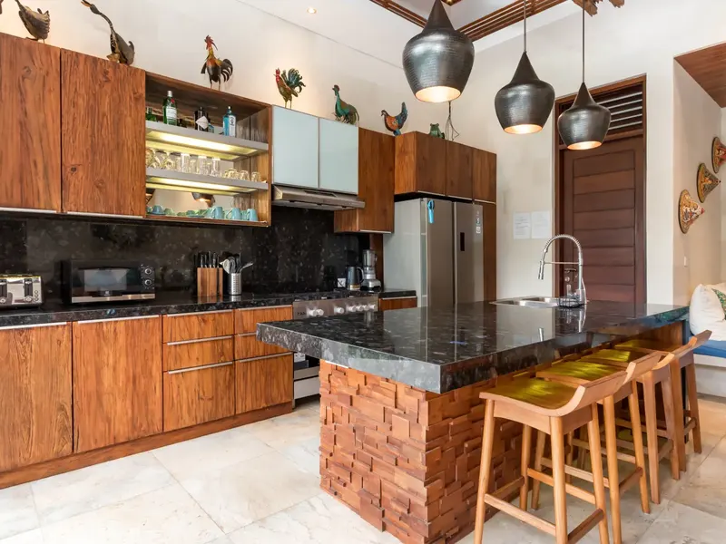 Solid timber cabinetry in a Bali interior