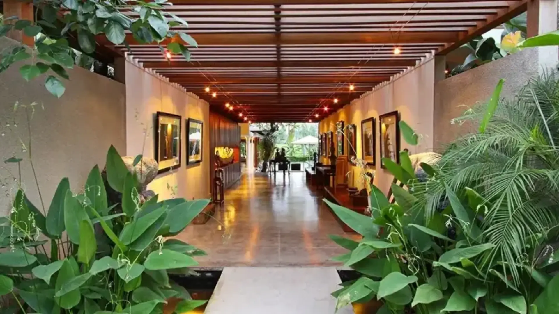 Timber walkway in a Bali villa